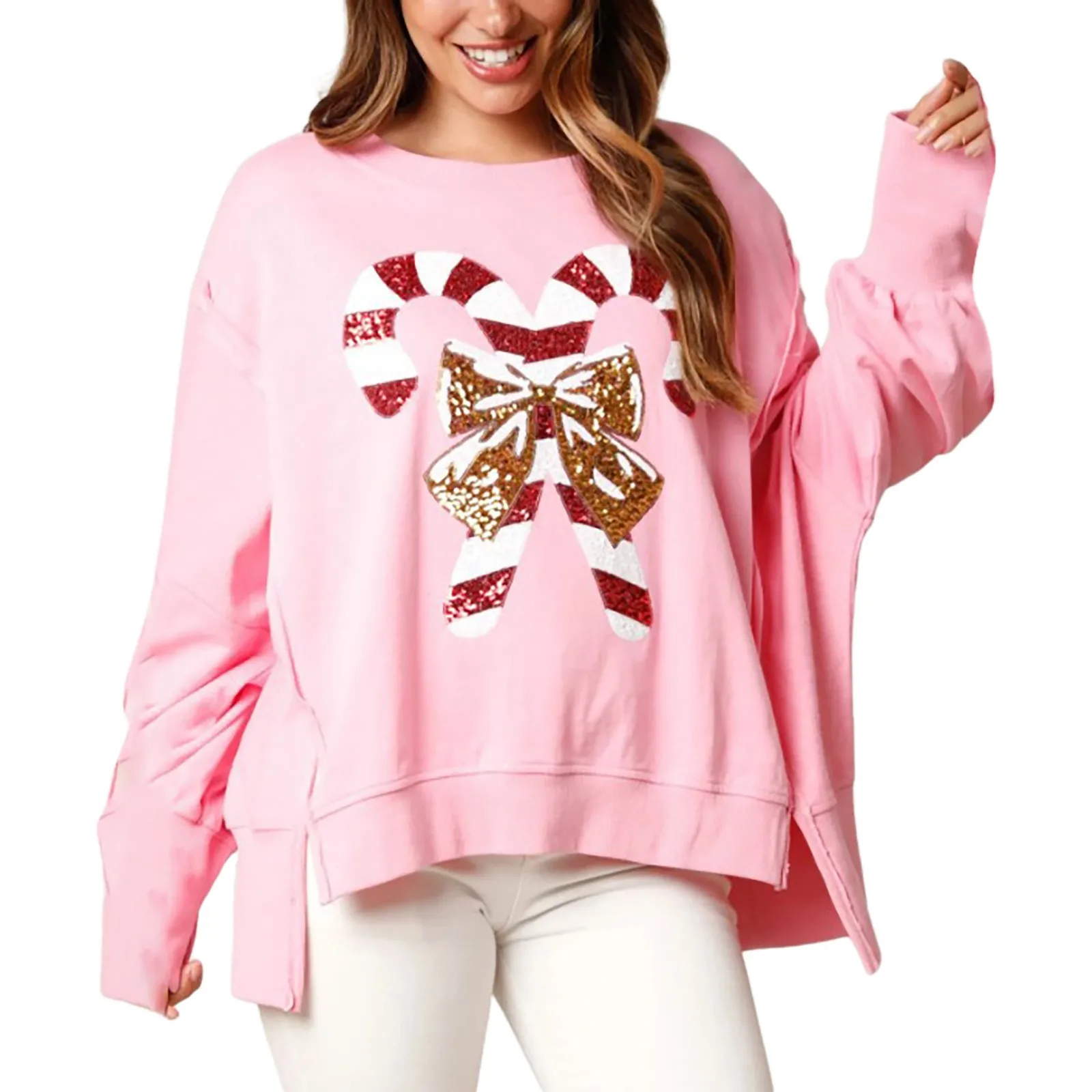 

Women's Autumn/Winter New Christmas Sequin Long Sleeve Pullover Sweater aesthetic preppy style chic women Clothes