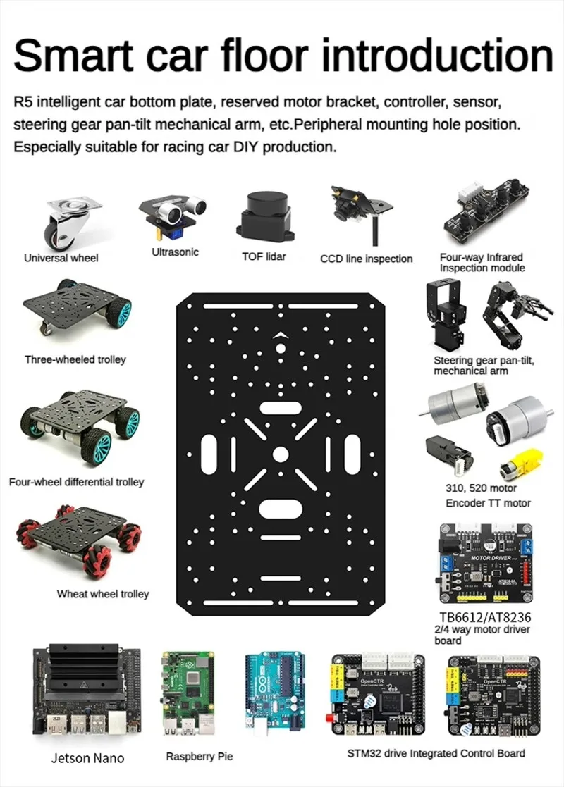 3WD 4WD 로봇 자동차 섀시, TT 520 또는 370 모터, 메카넘 휠 포함, 아두이노 라즈베리 파이 프로그래밍 가능 로봇 자동차 프로젝트 DIY 키트