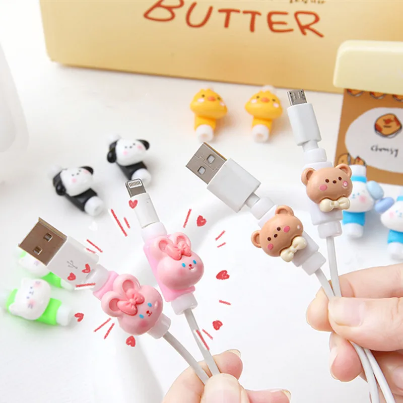 2pcs/set Kawaii Cable Protector Creative Lovely Cartoon Animal