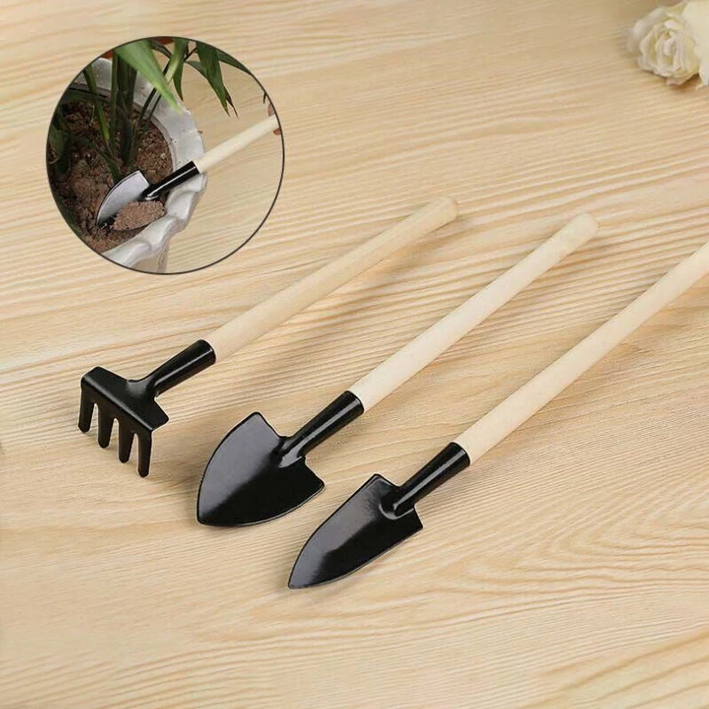 Mini Garden Shovel Rake, Bonsai Tools for Flowers Potted Vegetables Digging Weeding Tools, Wooden Handle, Plant Horticulture Set 5