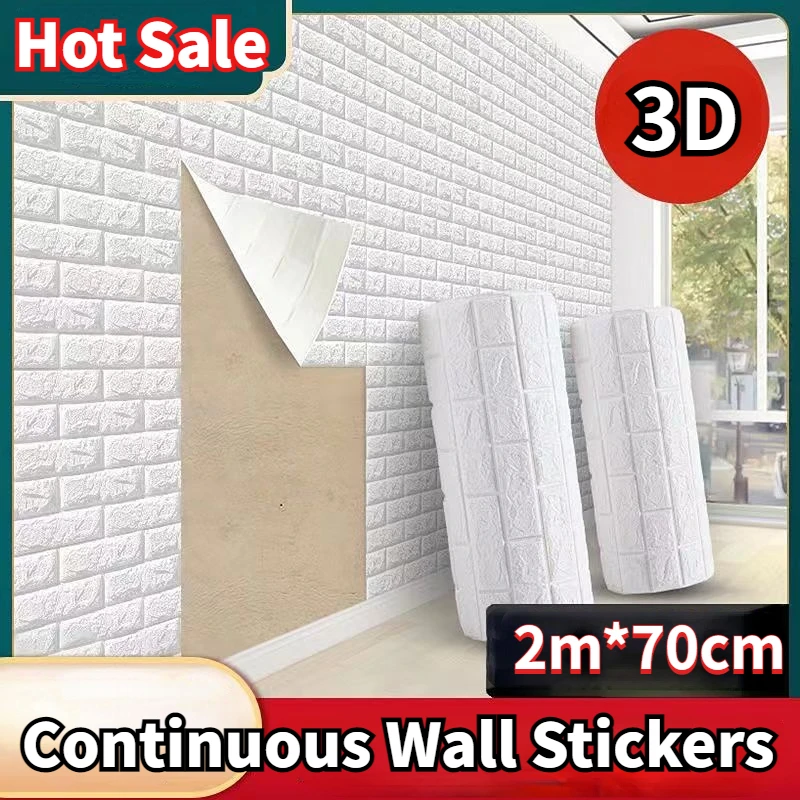 2mx70cm Children'S Room Waterproof Wall Stickers 3d Self-Adhesive Tiles Wallpaper Diy Decoration Bedroom Kitchen Home Decoration