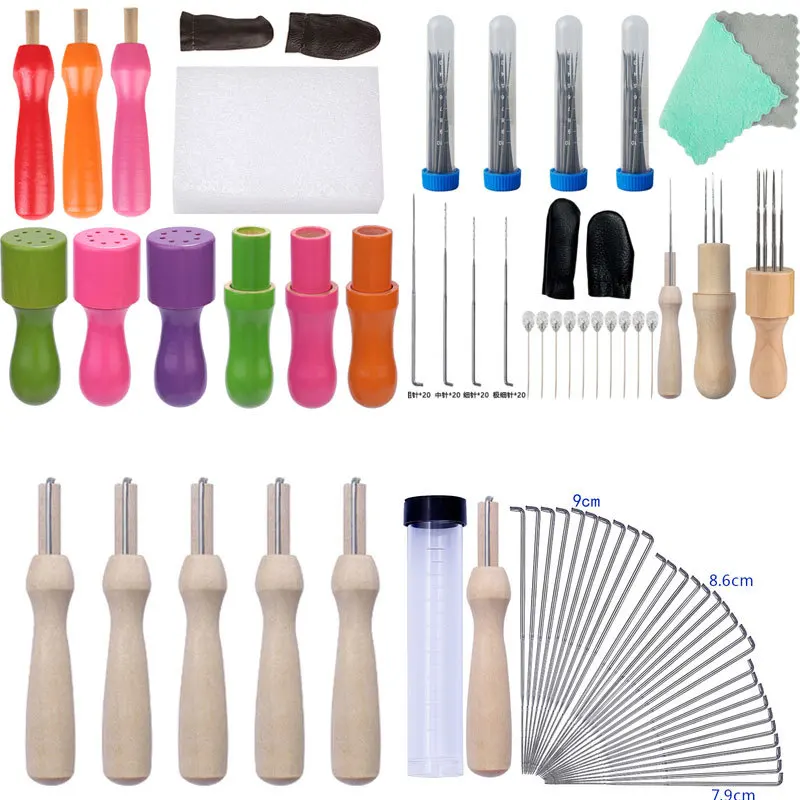 Wool Felting Needles Kit Wood Handle Felting Needles Wool Felt DIY Craft Tool For Handmade Doll Making Tools Set