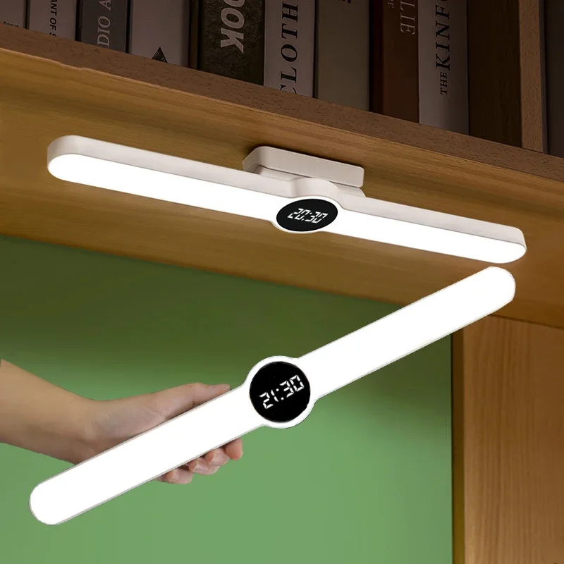 LED Desk Lamp Book Lights With Clock Eye Protection Charging Reading Night Wall Light Vanity Mirror Lamps Magnet Adsorption
