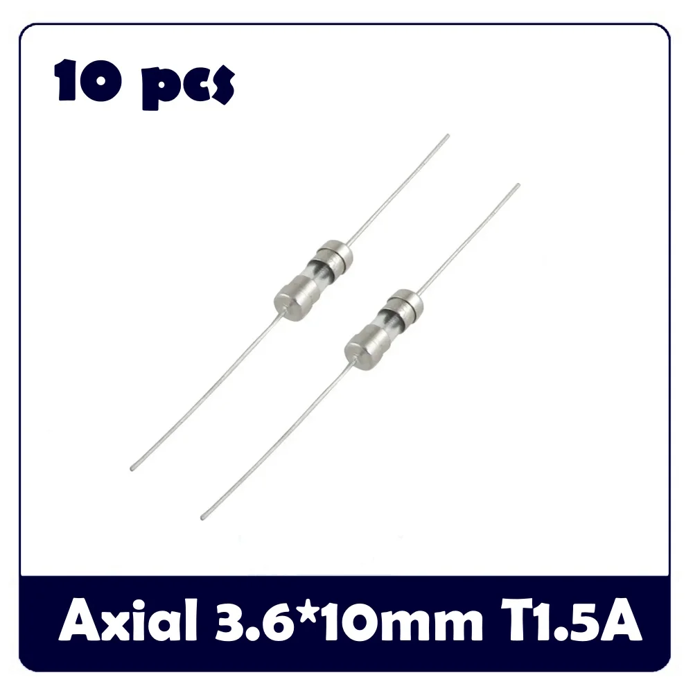 Axial Lead Glass Fuse 10 PCS 3.6*10mm Slow Blow 0.5A 1A 1.5A 2A 2.5A 3A 3.15A 4A 5A 6.3A 8A 10A 12A 15A 250V glass fuse kit