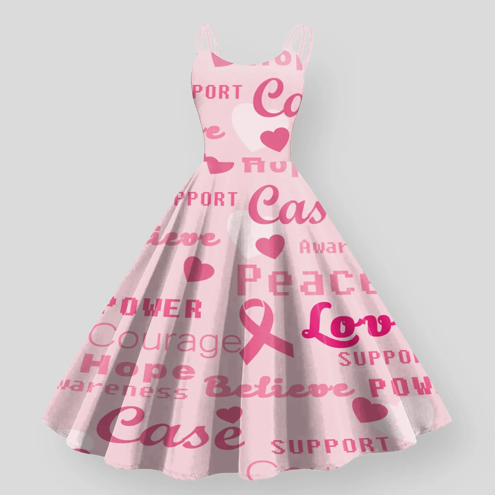 

Cancer Dress Women Breast Cancer Dress Pink Ribbon Breast Cancer Awareness Print Sleeveless Casual Dresses Casual Fit Dress