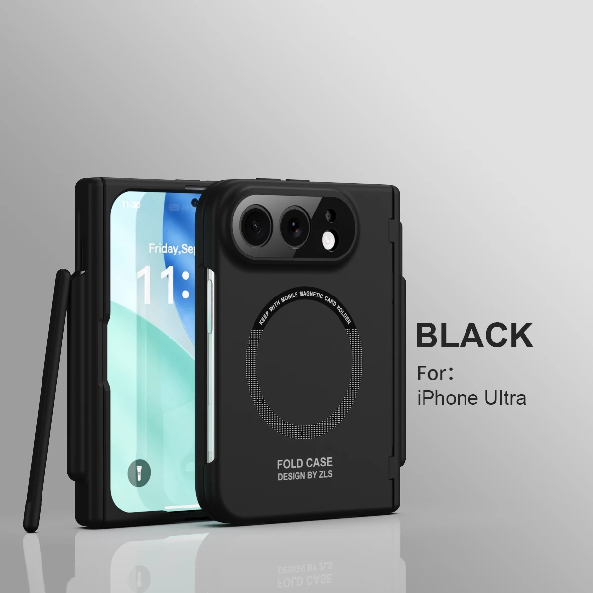 Premium Magnetic Phone Case with Built‑in Stylus Slot and Front Tempered Film