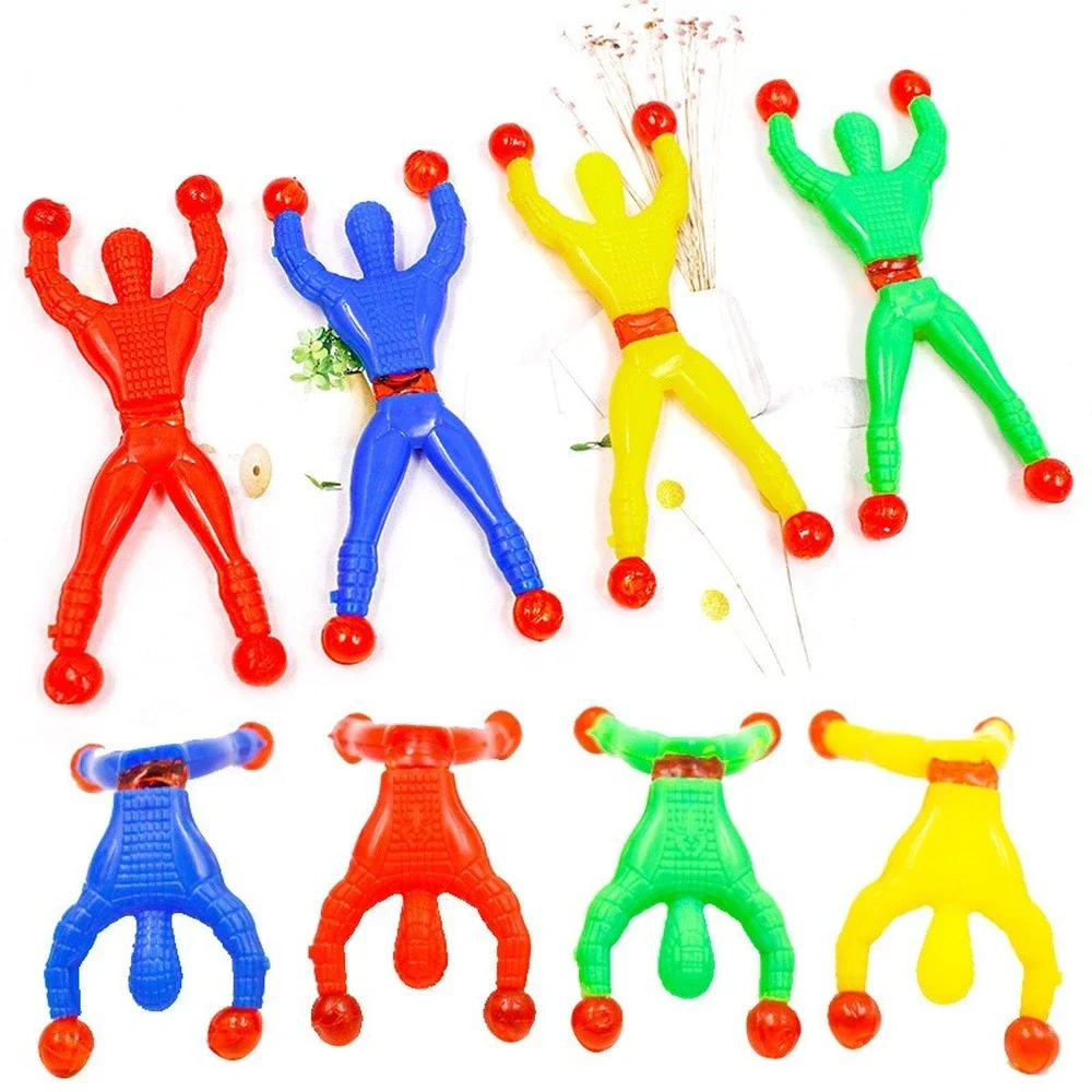 5 Pcs 9cm Prank Joke Toy Colourful Funny Viscosity Personage Halloween Kids Children Gags & Practical Jokes Wall Climbing Man prank toys
