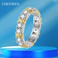 CHENWEN s925 Sterling Silver 3mm VVS1 Mossan Lady's Ring Fashion Light Luxury wedding anniversary gift GRA white gold ring 1