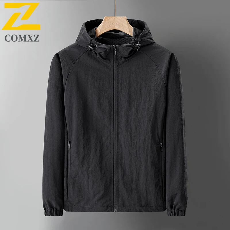 EiAO Windbreaker  Men's  Lightweight Hooded Jacket Plus Size Waterproof Windproof Minimalist Casual Coat for Outdoor Sports 202