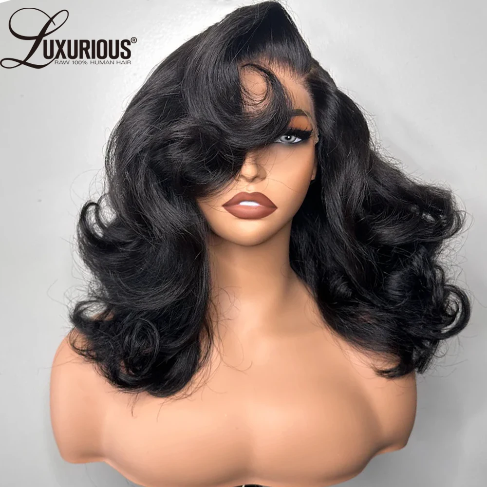 Gorgeous Layered Deep Wave Short Bob Wig Human Hair 180% Blow-Out 13x4 Lace Frontal Human Hair Wigs For Women Inspired Wave Wig
