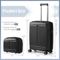 Ensemble de bagages 2 pièces : valise cabine 20 pouces et trousse de toilette 14 pouces - Noir 5
