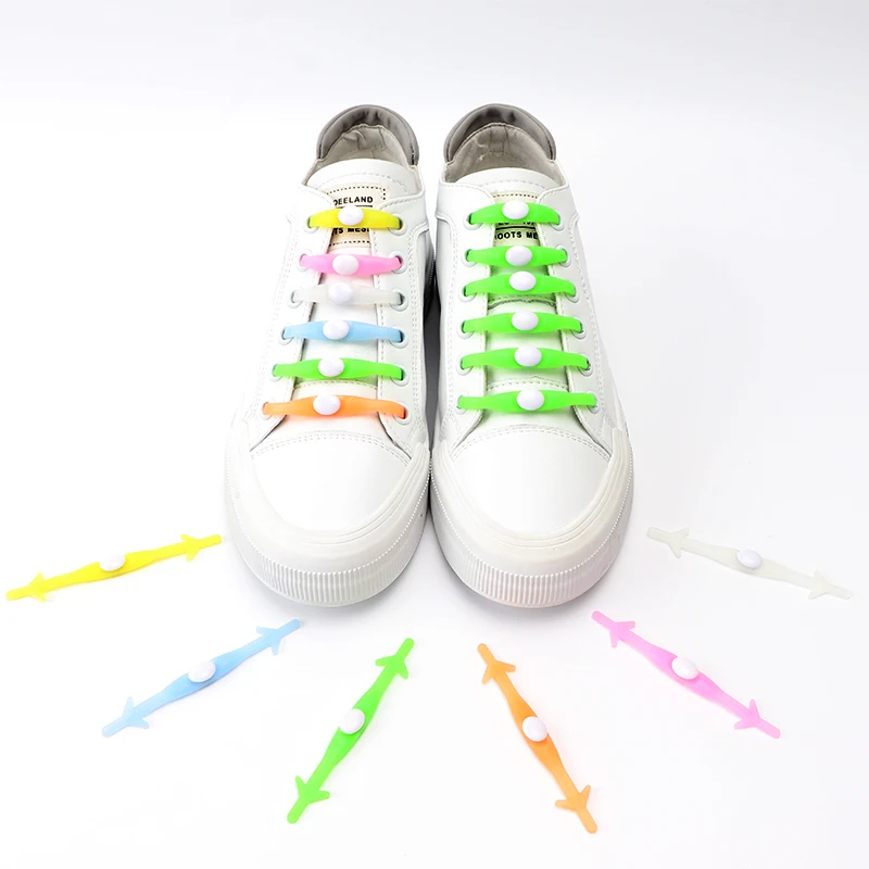 12 Pcs Silicone Shoelaces Luminous Elastic Shoe Laces For Sneakers