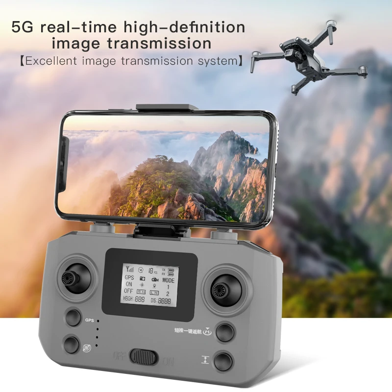 Vue rapprochée du drone L600promax Argent avec caméra HD et télécommande, livraison rapide