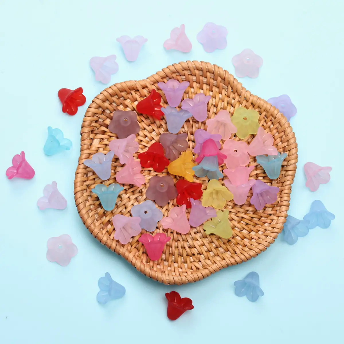 

20Pcs/set 13mm Acrylic Transparent Frosted Morning Gory Flower Beads For Jewelry Making DIY Necklace Bracelet Handmade Material