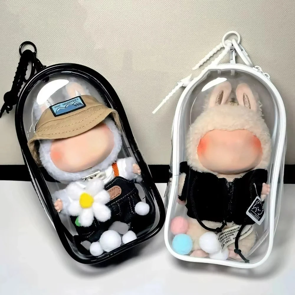 Colorful Pvc Transparent Out Bag Protector Case Organizer Box Keychain Doll Accessories for 17cm Dolls Outdoor Display Bag