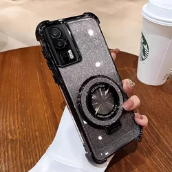Luxury Magnetic Stand Case with Shiny Glitter and Shockproof Cover - Galaxy A33 (Black)