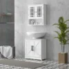 Homcom Pedestal Sink Storage Cabinet, Farmhouse Freestanding Bathroom Sink Cabinet with 2 Barn Doors and Adjustable Shelf, White 2
