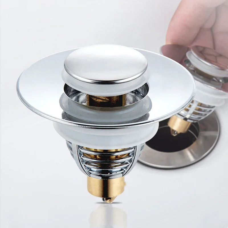 Universal Sink Drain Stopper Stainless Steel Pop-Up Bounce Core Basin Drain Filter Hair Catcher Strainer Stopper Bathroom Tool drain filter drain stopper basin drain stopper bathroom sink plug washbasin drain plug drain strainer bathroom sink stopper hair catcher stopper