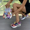 Women's Wedge Shoes New Spring Autumn Fashion Round Toe Floral Pattern Embroidery Mesh Platform Sneakers Increase Height Shoes 2