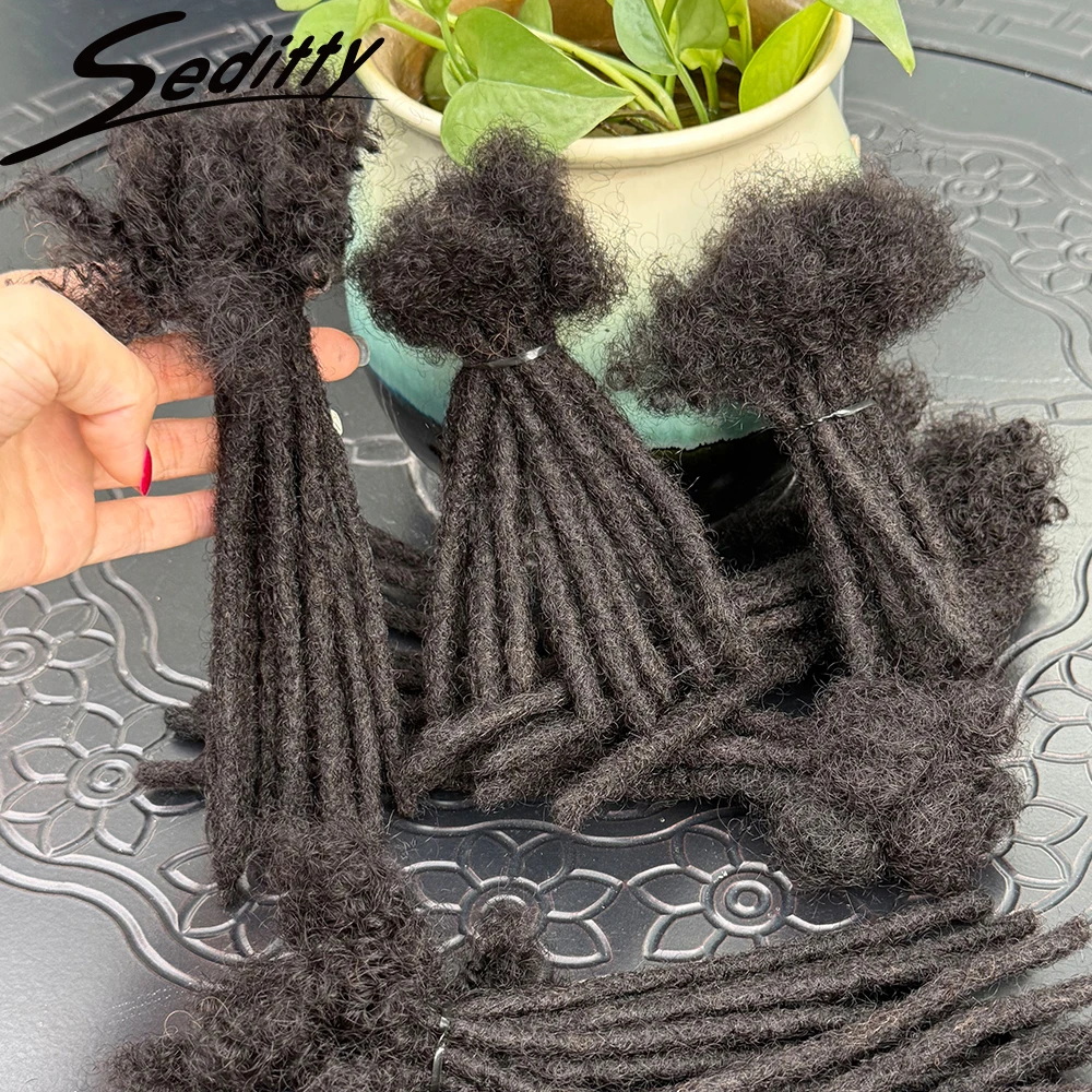 Dreadlocks per capelli umani al 100% Trecce all'uncinetto Capelli 4-20 pollici Locs Stile hip-hop per uomini e donne Estensioni parrucca intrecciata 0,6
