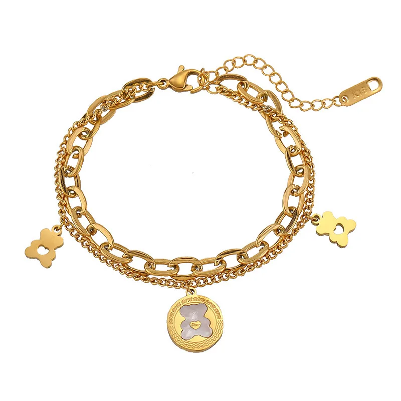 Hip Hop Style Women Bracelet Stainless Steel Cute Bear Shape Party Gift Girls Jewelry