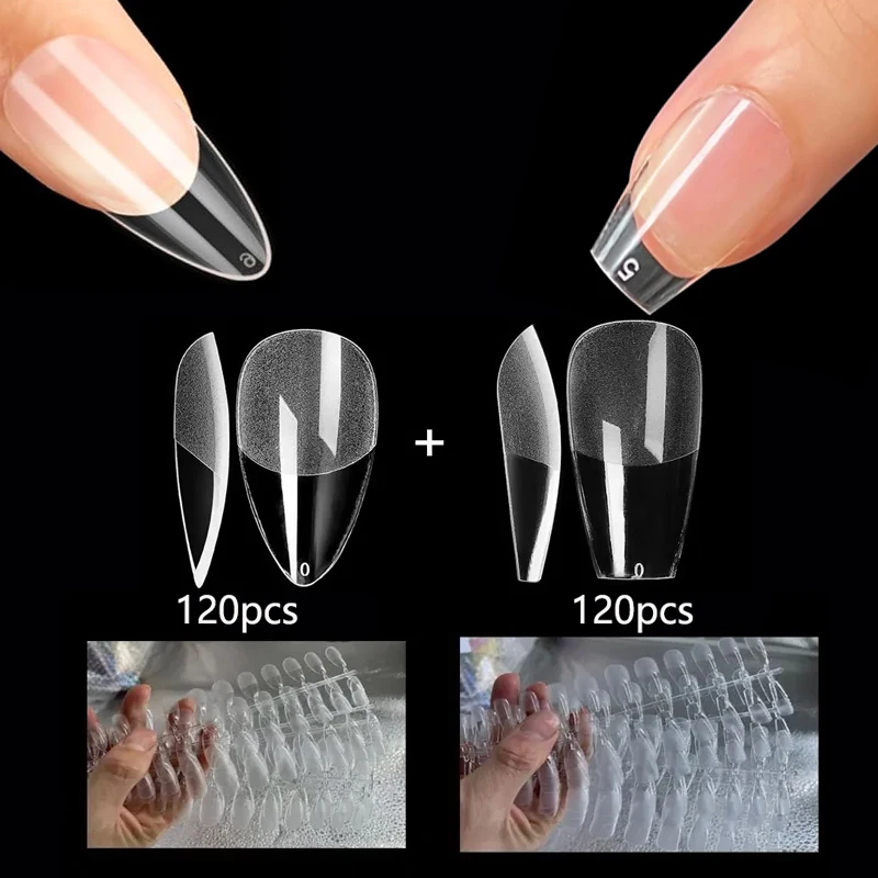 Fake Nails False Nails Nail Tips False Nail Tips Press on Coffin Semi Frosted Full Cover Mid Length 240Pcs Each Bag