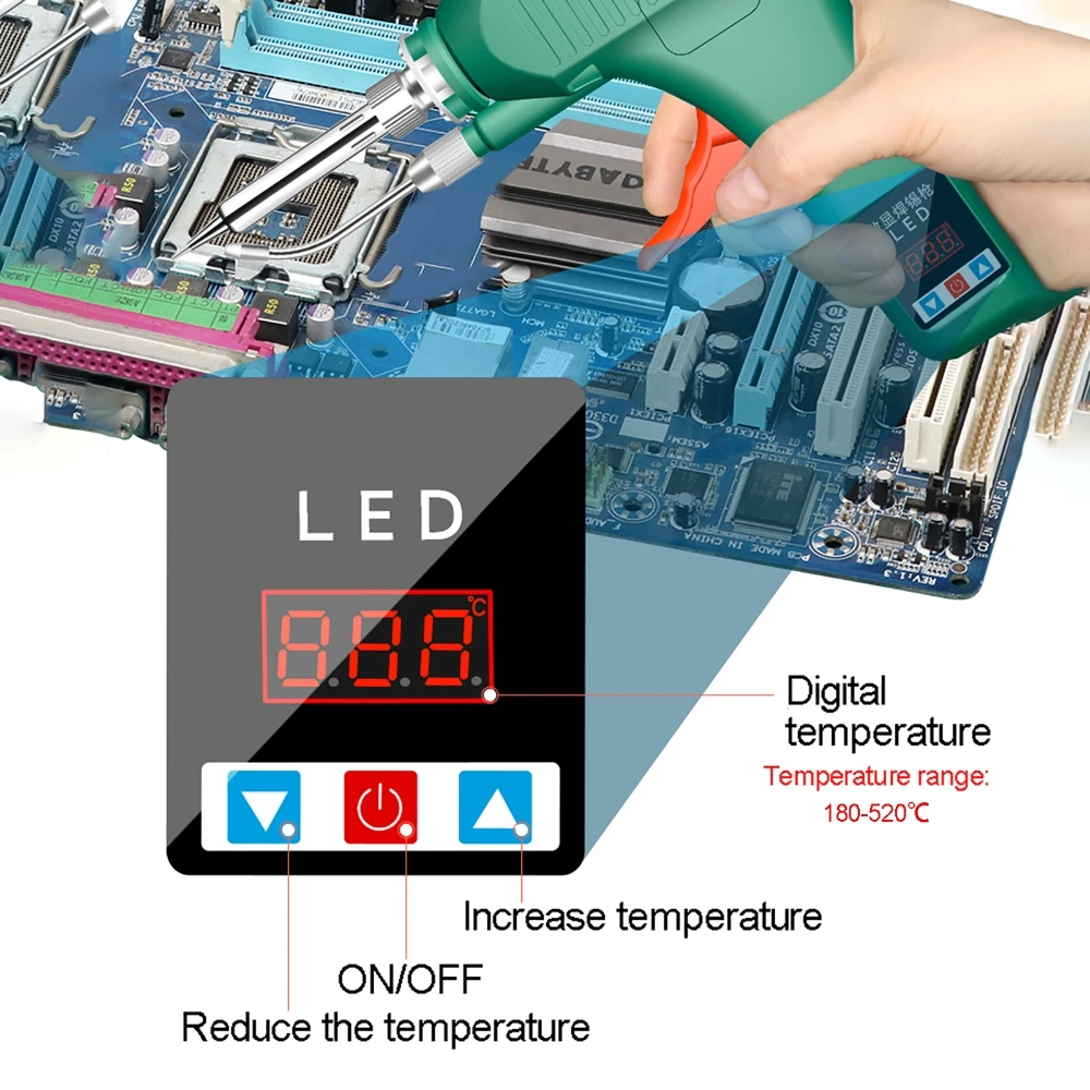 80W DIY 전기 납땜 인두 휴대용 용접 총 토치 수리 전동 공구 180-520 ℃   내부 가열 LED 디지털 디스플레이