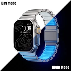 Magnetic Zinc Alloy & Silicone Watch Strap - 44mm 45mm 46mm 49mm (Titanium Luminous)