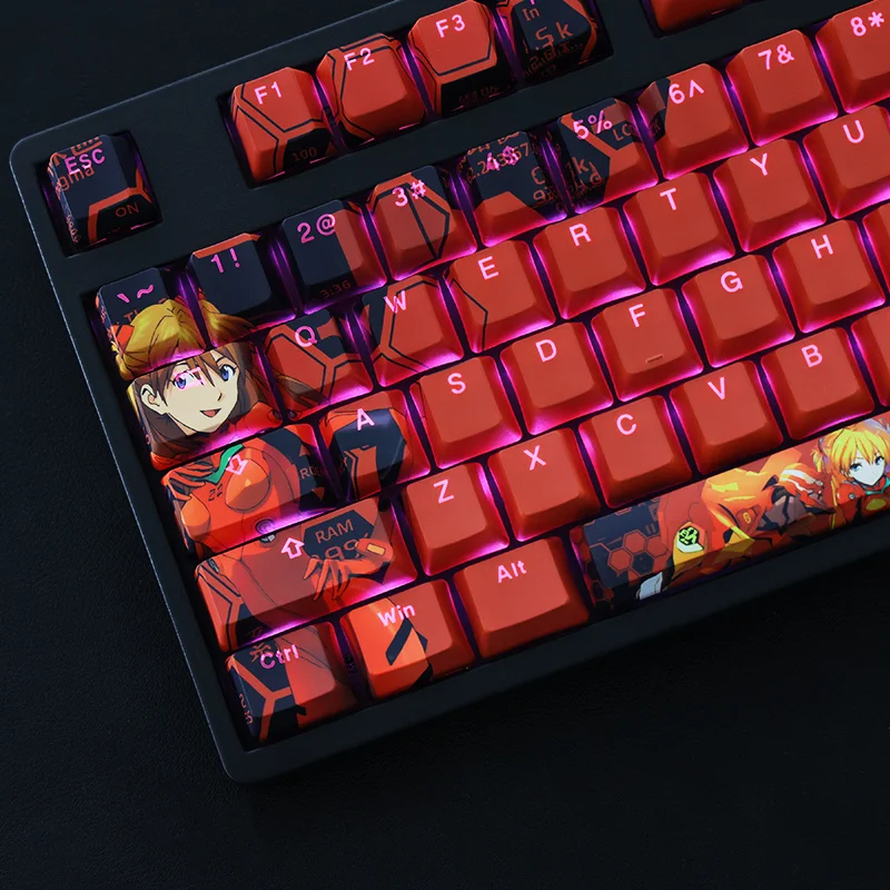 Dois Desenhos Animados Dimensionais Anime Gaming Key Caps Pbt Dye Subbed Keycaps Perfil do Oem Backlit Keycap para Asuka Conjunto