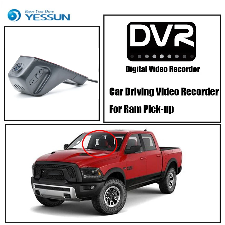 

YESSUN Car Front Dash Camera CAM DVR Driving Video Recorder for Ram Pick-u for iPhone Android APP Control Function
