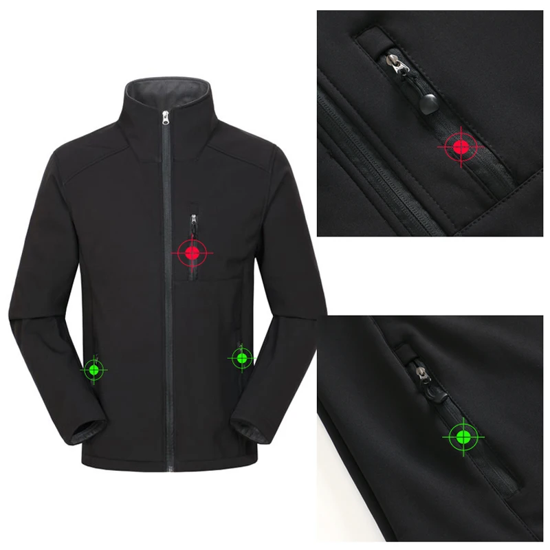 TRVLWEGO Mens Softshell Jacket Trekking Fleece Lined Waterproof Windproof Lightweight Outerwear Full Zip Hiking Work Travel Coat