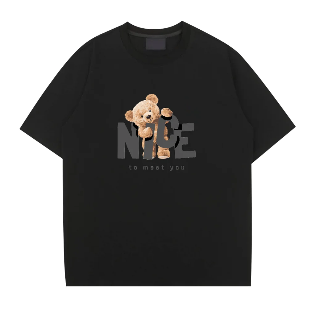 

Nice Day T-shirt Beach T shirt Oversized Breathable Men Tops 2024 Fashion Casual Short sleeve Loose Breathable Cartoon bear Tops
