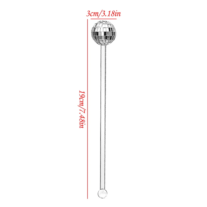 12pcs Mirror Discos Ball Stirrers Plastic Round Top Swizzle Sticks For Mixing Cocktails Whiskey Beverage Stir Sticks