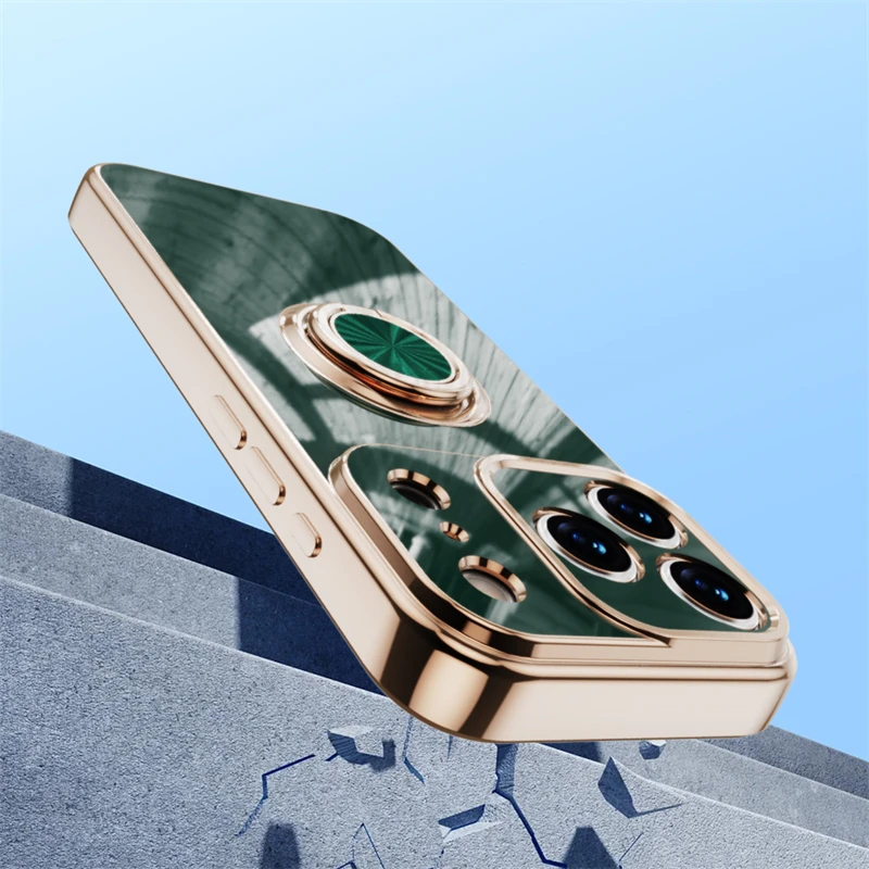Plating Metal Ring Silicone Phone Case Cover