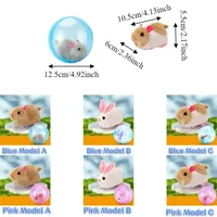 Transparent Cat Chasing Ball Built-in Animal Realistic Rabbit Hamster Chasing Ball Plastic Rabbit Rolling Ball Relieve Boredom 6