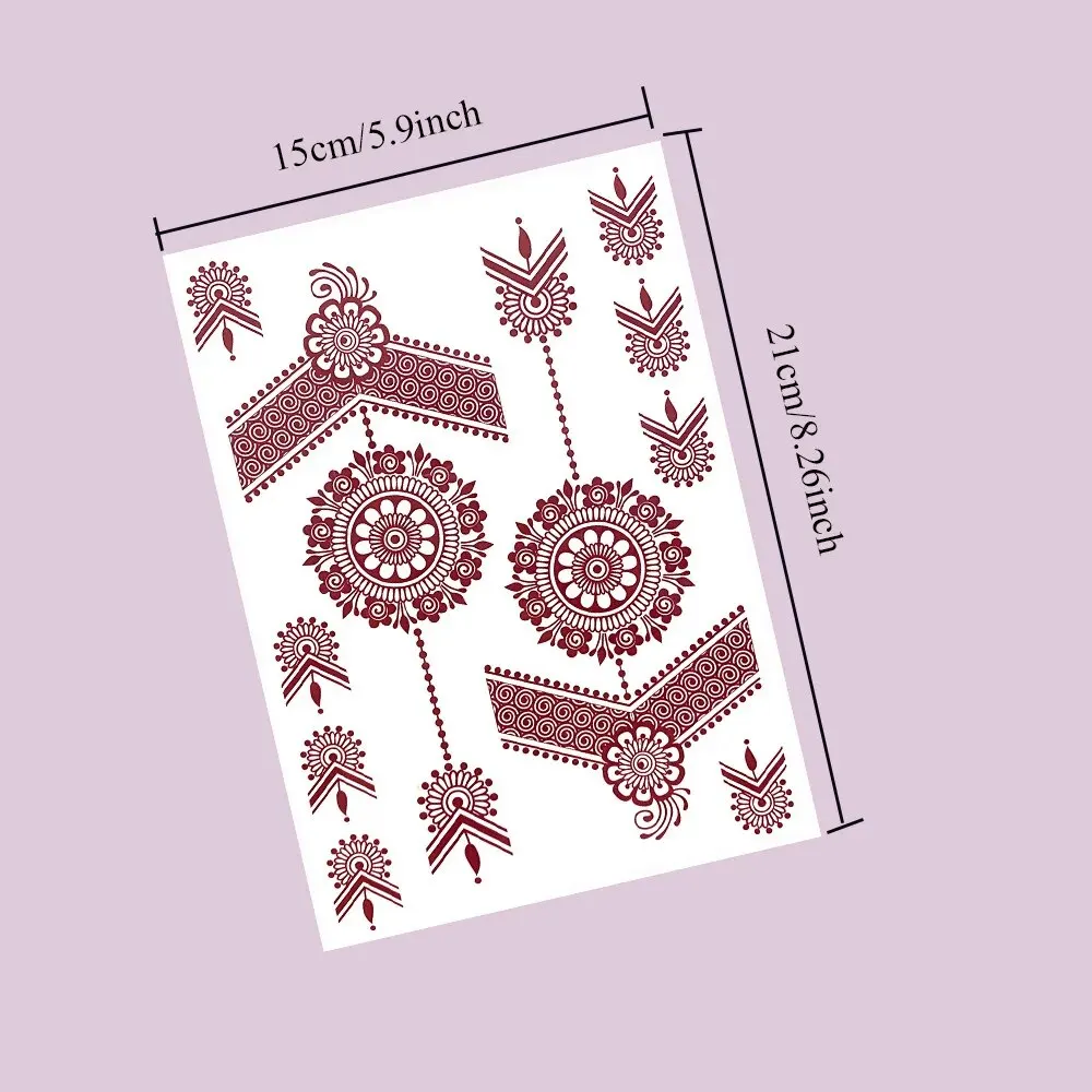 Waterproof Henna Tattoo Stickers for Women Flower Instant Fake Tattoo for Hand Temporary Tattoos for Wedding Party Festival 6