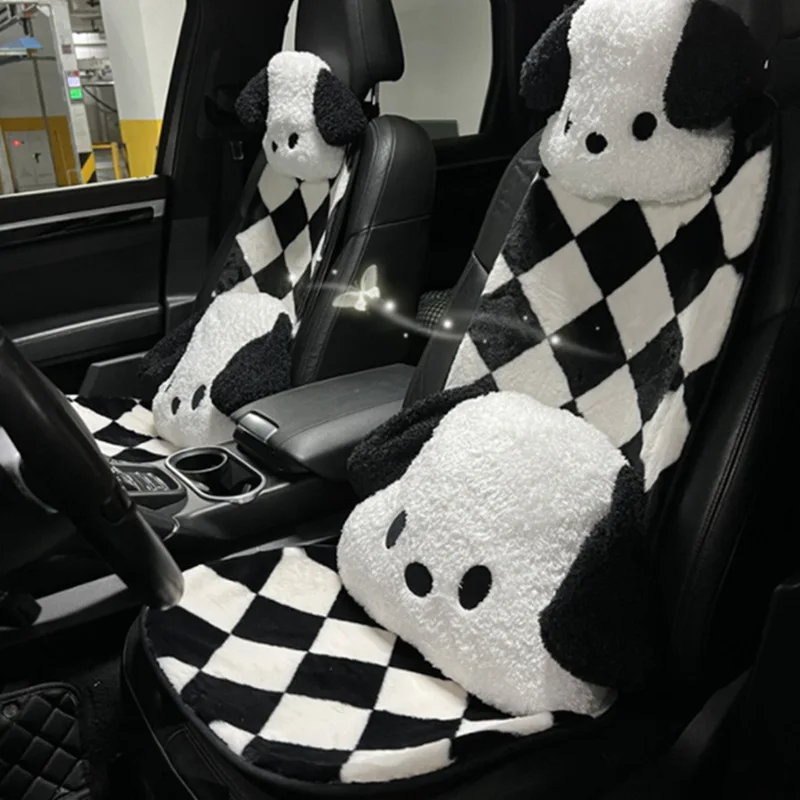 

Sanrio Pochacco Warm Plush Car Seat Cover Cushion Carton Cute Backrest Cushion Pad for Car Universal Neck Pillow Lumbar Support