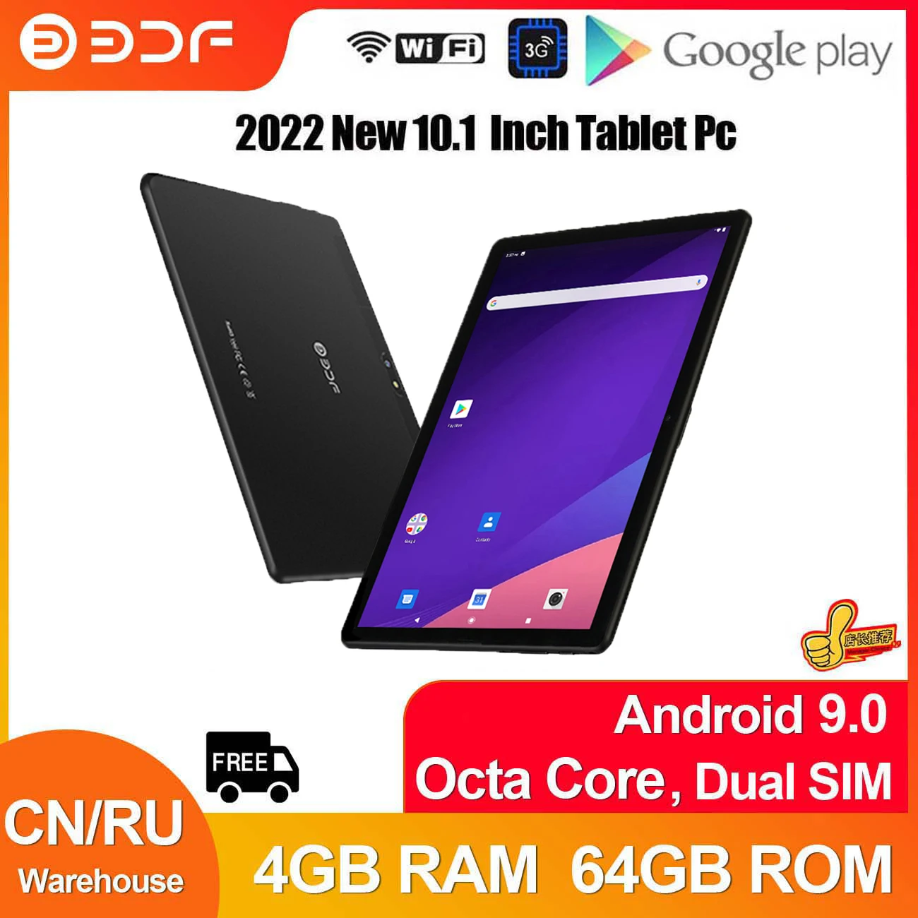 New 10.1 Inch Tablets Android 9.0 Octa Core Phone Call Google Play 4GB RAM 64GB ROM Tablet Pc WiFi Bluetooth Type-C Pad 2023 tablet phone t10w factory sales 10 1 inch 8800mah 12gb ram 512gb rom with keyboard android 10 google play 10 core pc call pad