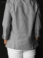 ZANZEA Stylish Women O Neck 3/4 Sleeve Blouse Autumn Striped Shirt Elegant Ruffles Work Blusas Casual Holiday Tops Tunic Chemise - Image 5