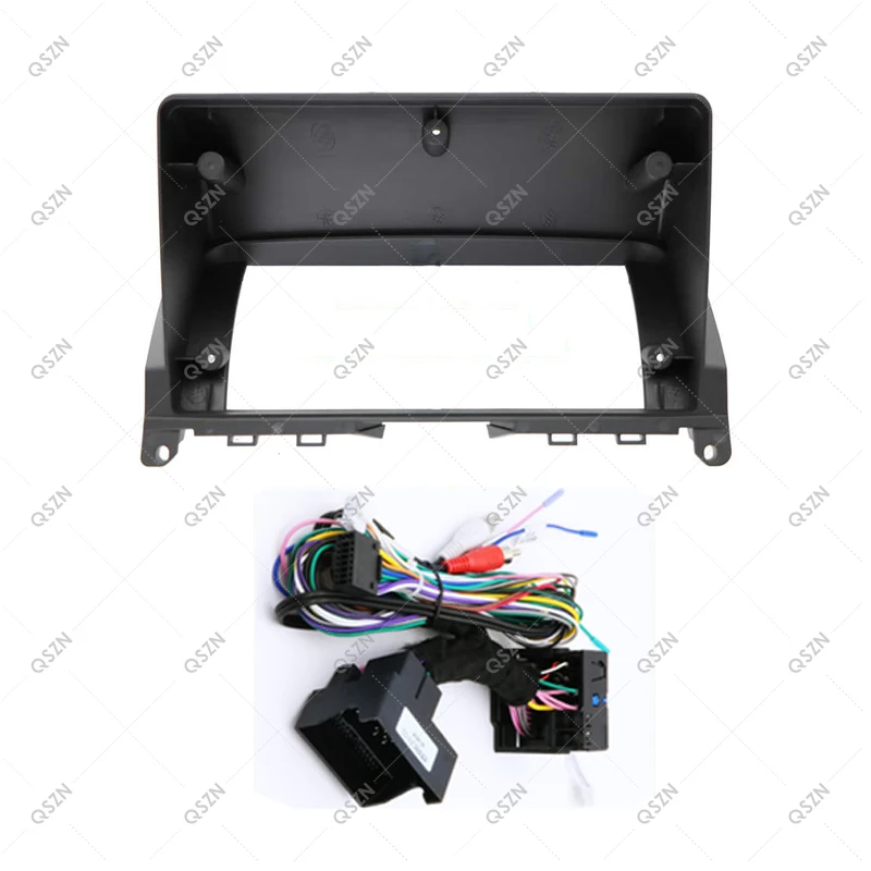 9 Car radio Installation Fascias Panel For Benz C Class 2007-2011 harness Power cable Canbus box Audio Dash Fit Pane