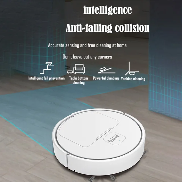Robotic Vacuum and Mop Combo USB Rechargeable Quiet Cleaning Sweeper Robot 75 Min Runtime for Home Floor Washing Carpet Pet Hair 5