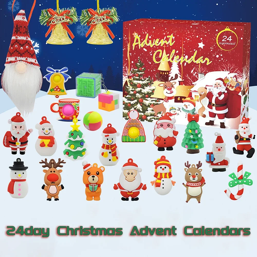 

Christmas Countdown Advent Calendar for Kid Santa Snowman Fidget Toys 24PCS Creative Toy For Kids Xmas Gift for Child Boys Girls