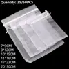 25/50PCS Drawable Party Supply Wedding Christmas Favor White Pouches Organza Gauze Sachet Gift Bags Drawstring Pocket 6