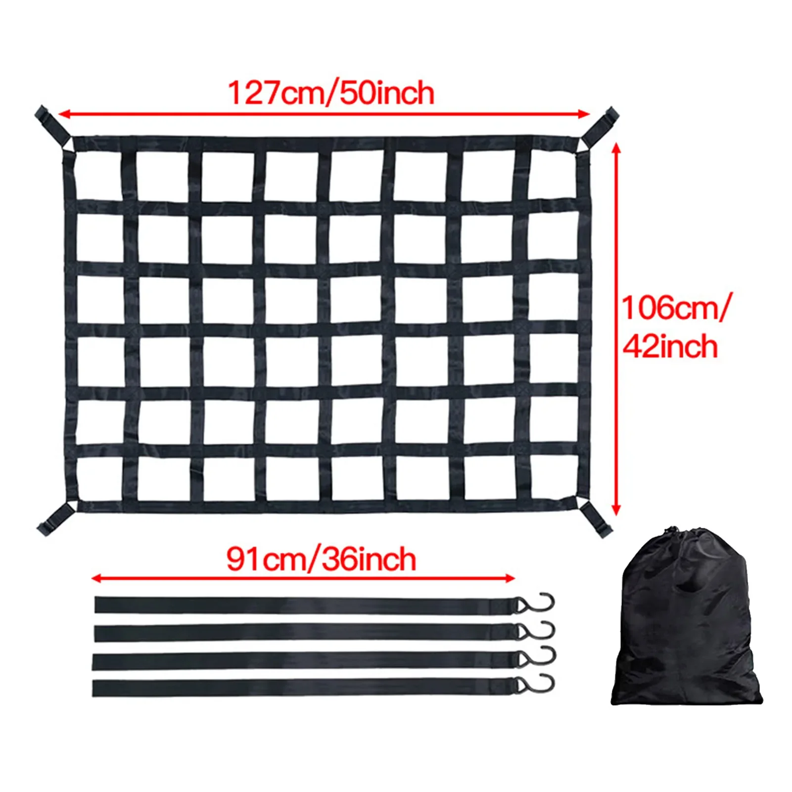 Heavy Duty Roof Rack Cargo Net PVC Webbing Truck Pickup SUV Van Cargo Safetyweb