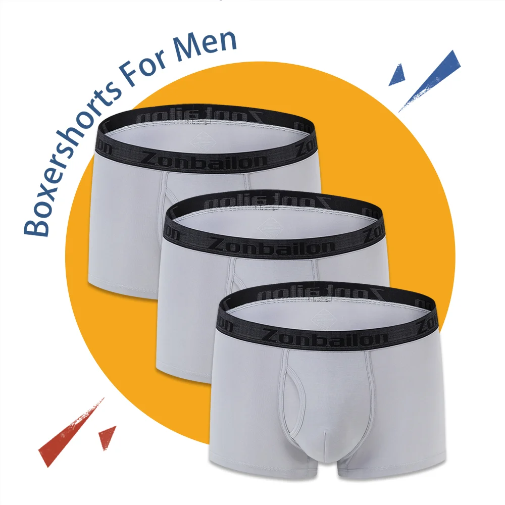 Male Panties Soft Solid Color Man Boxershorts High Quality Bamboo Fiber Men's Boxer Shorts 3 PCS