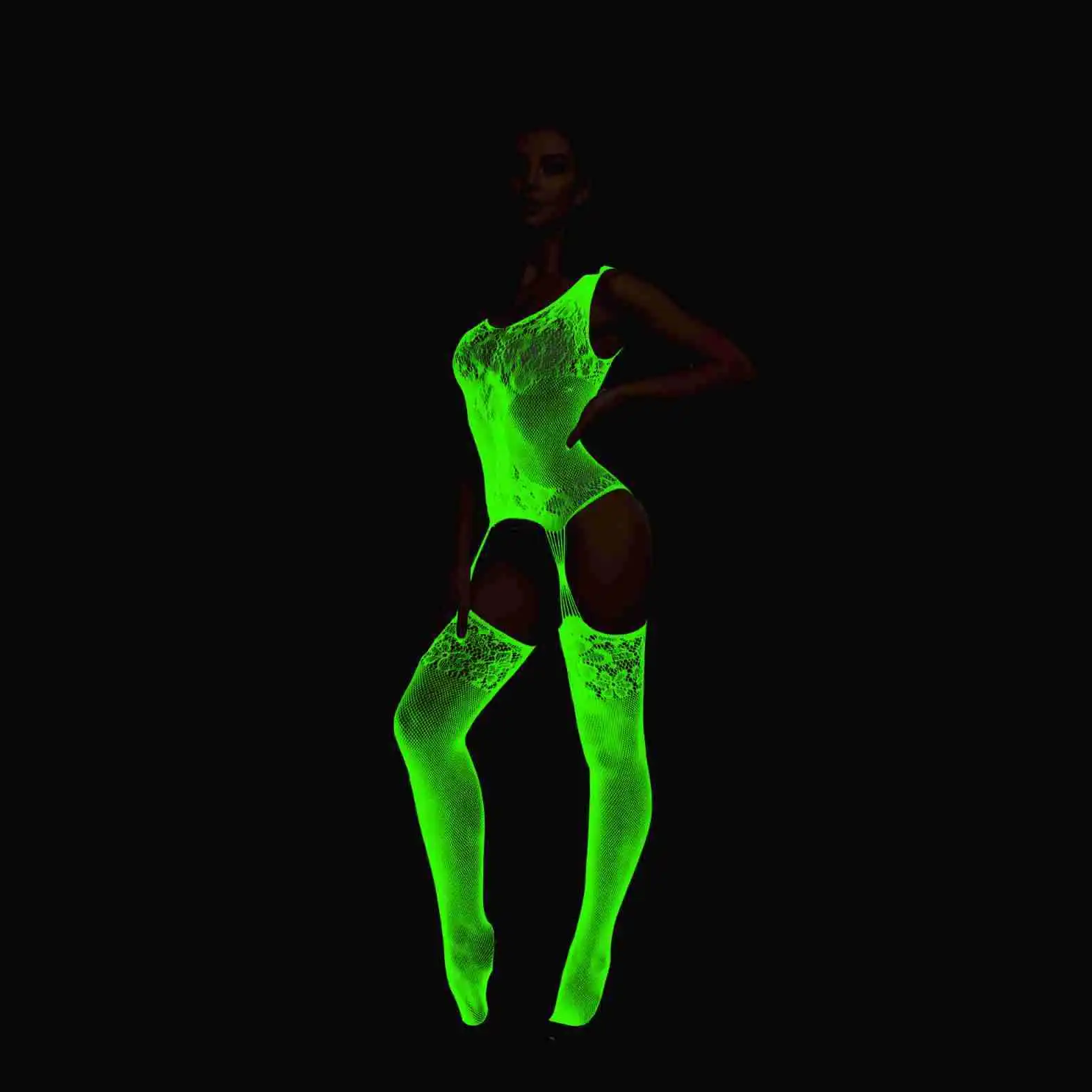 Erotic Underwear Women Lingerie Suspenders Glow-in-the-dark Jacquard Hollowed out Sexy BodyStockings Mesh Costumes women underwear,sexy lingerie