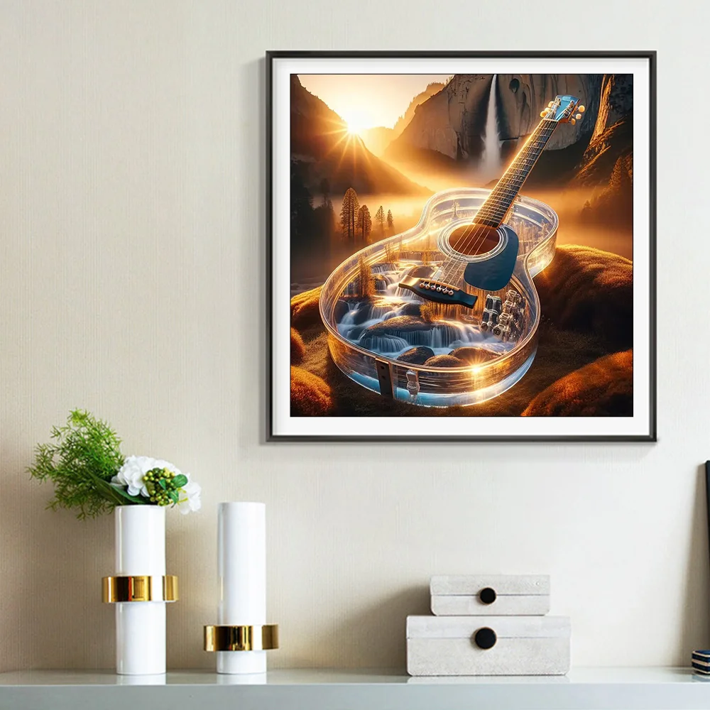 Evershine Guitar Full Round Diamond Painting Desert Diamond Mosaic Landscape Cross Stitch 5D DIY Wall Decor diamond painting diamond art painting kit diamond painting set