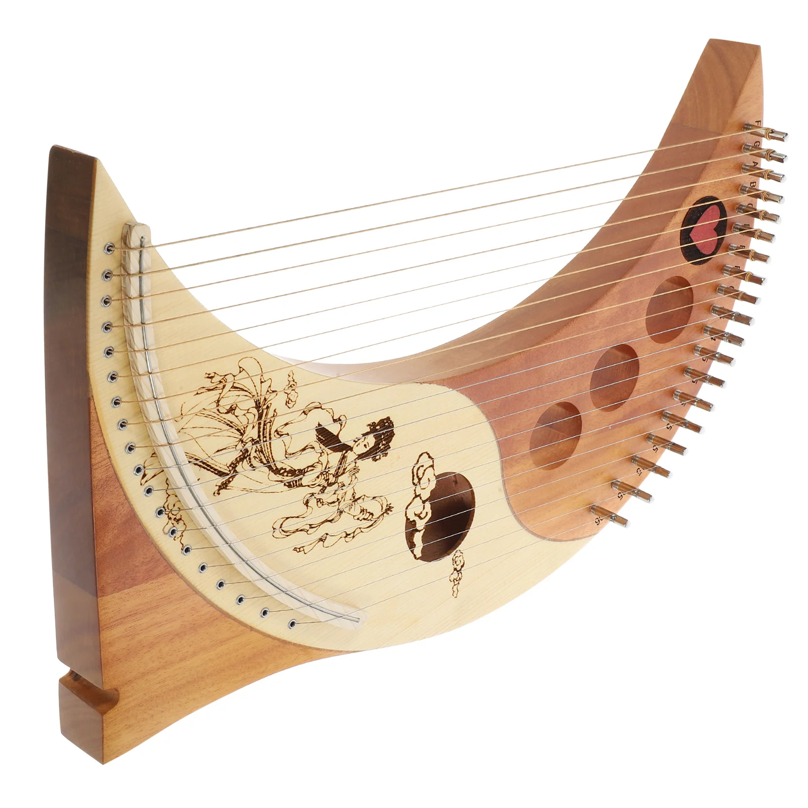 1 Set Wooden 19-string Lyre Harp Portable Harp String Musical Instrument (Assorted Color) Wooden