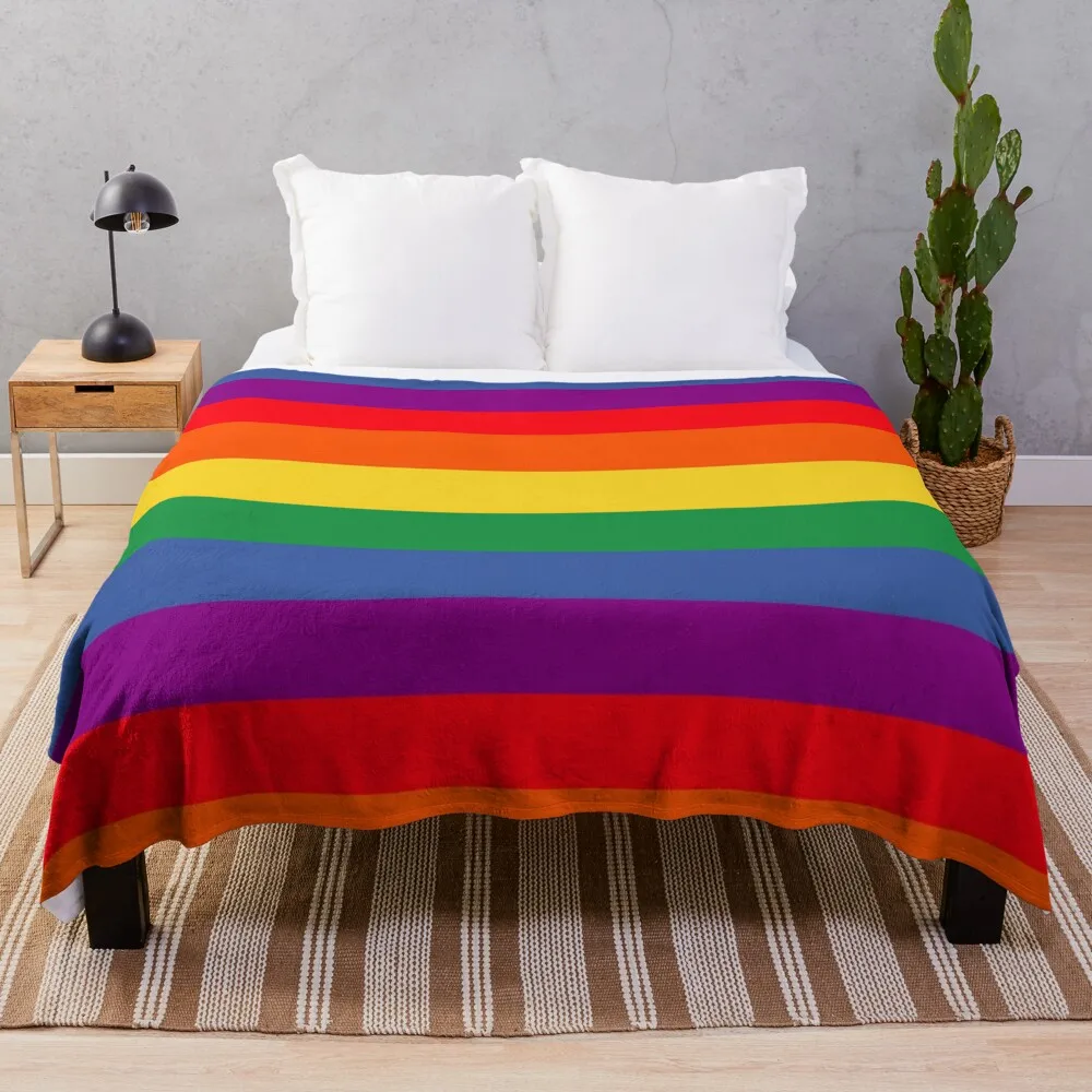 

Rainbow Stripes Throw Blanket Fashion Sofa Blankets Warm Blanket Sofas Single Blanket