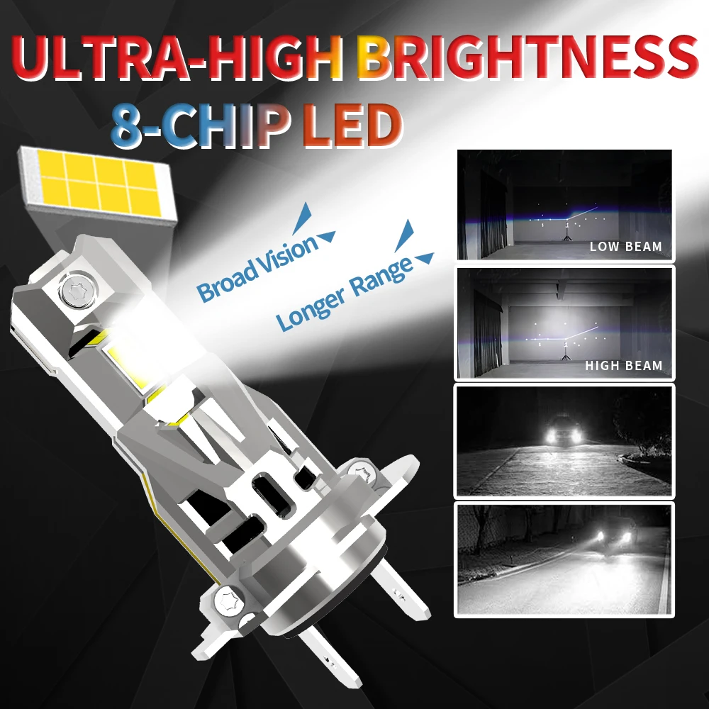 2개 고출력 H7 LED 헤드라이트 캔버스 H18 자동차 전구 6000K 백색광 모토 다이오드 램프 12V 55W 도요타 코롤라 E12 20042007용